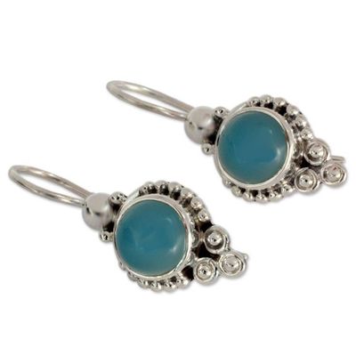 Alternate image for Classic India Jewelry Silver Earrings with Chalcedony Ocean Sky