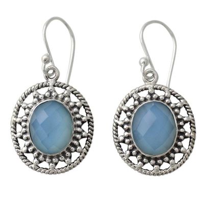 Alternate image for Fair Trade Silver Earrings with Pale Blue Chalcedony Azure Ice