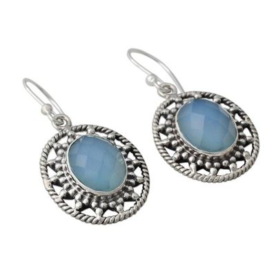 Alternate image for Fair Trade Silver Earrings with Pale Blue Chalcedony Azure Ice