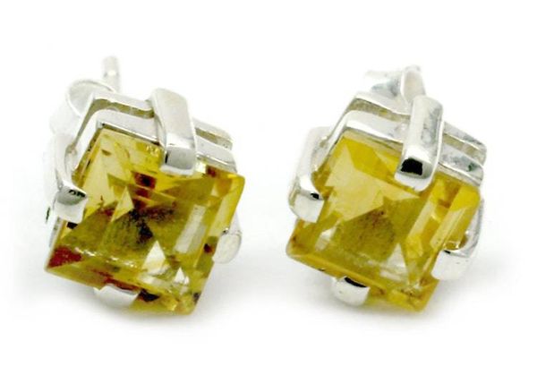 Alternate image for Sparkling Citrine Stud Earrings from India Golden Charm