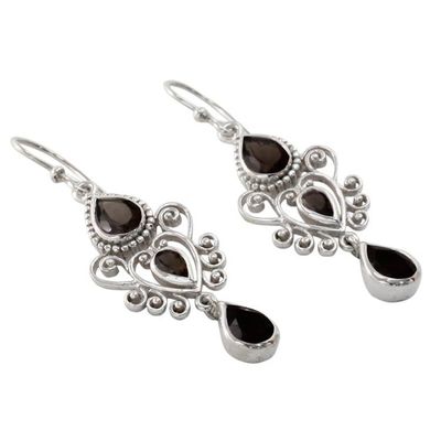 Alternate image for Sterling Silver and Smoky Quartz Dangle Style Earrings Enchanted Princess