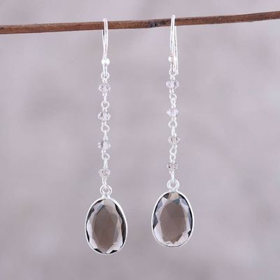 Alternate image for 7.5-Carat Smoky Quartz Dangle Earrings from India Raining Drops