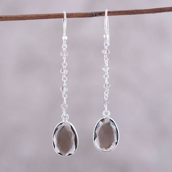 Alternate image for 7.5-Carat Smoky Quartz Dangle Earrings from India Raining Drops
