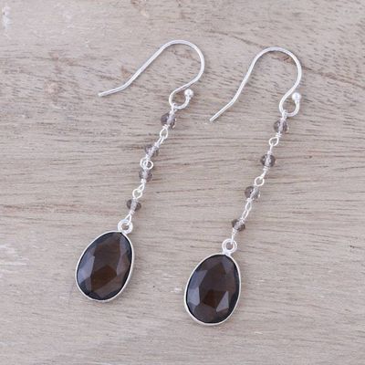 Alternate image for 7.5-Carat Smoky Quartz Dangle Earrings from India Raining Drops
