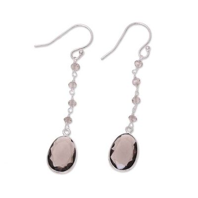 Alternate image for 7.5-Carat Smoky Quartz Dangle Earrings from India Raining Drops
