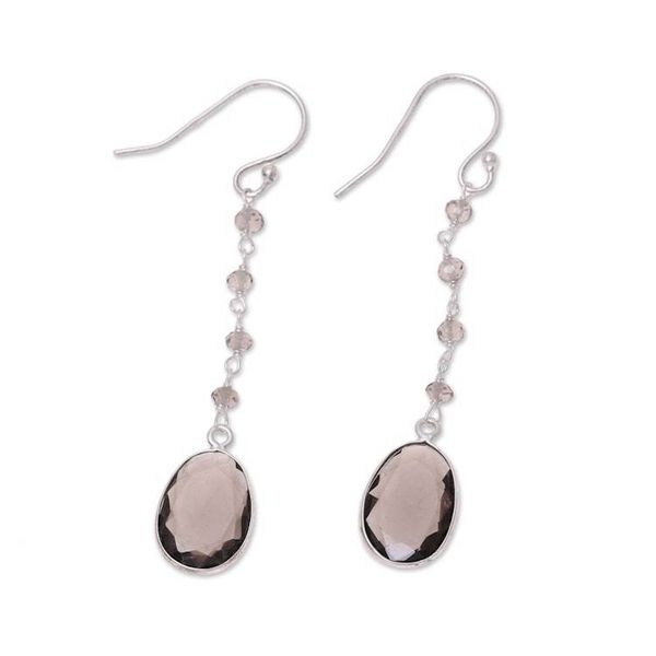 Alternate image for 7.5-Carat Smoky Quartz Dangle Earrings from India Raining Drops