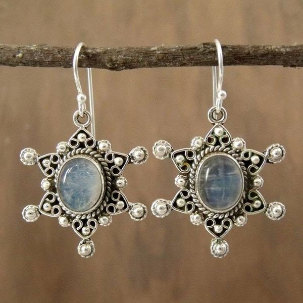 Alternate image for Rainbow Moonstone Earrings in Sterling Silver from India Radiant Star
