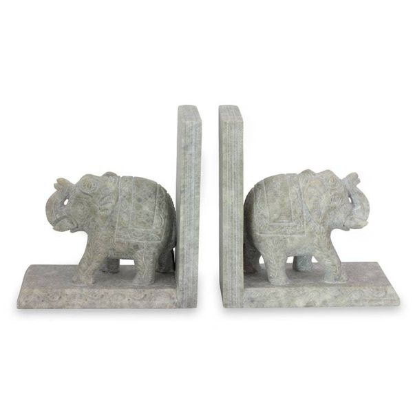 Alternate image for Hand Crafted Soapstone Elephant Bookend Pair Elephant Knowledge