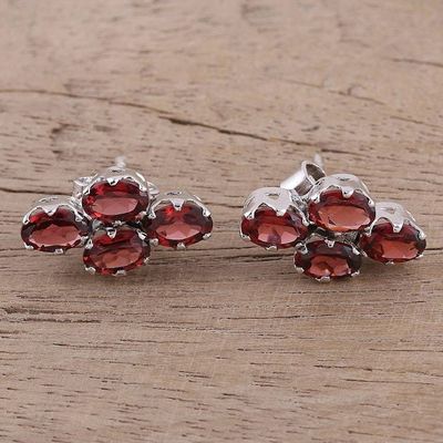 Alternate image for Four Carat Garnet Button Earrings from India Extravagance