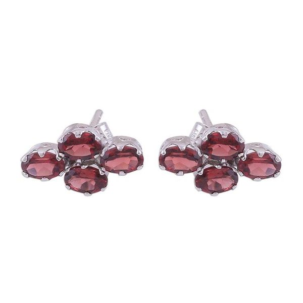 Alternate image for Four Carat Garnet Button Earrings from India Extravagance