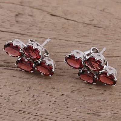 Alternate image for Four Carat Garnet Button Earrings from India Extravagance
