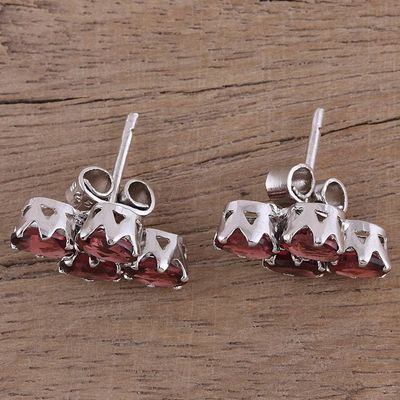 Alternate image for Four Carat Garnet Button Earrings from India Extravagance
