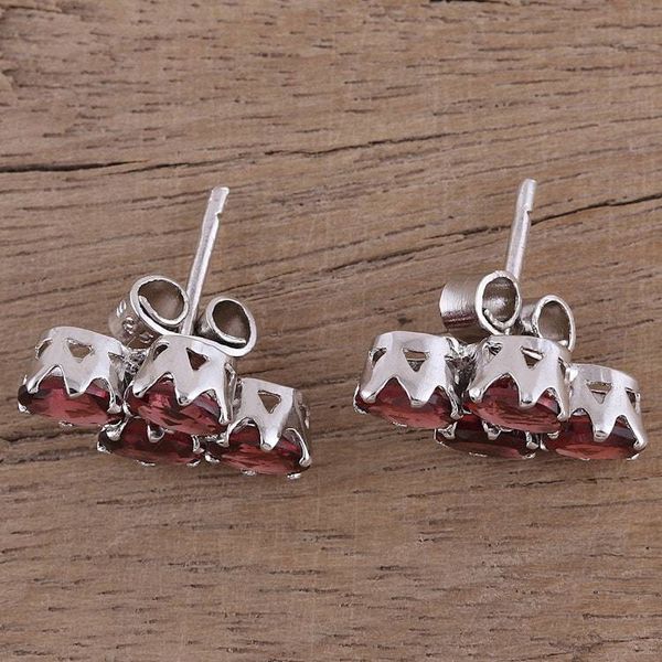 Alternate image for Four Carat Garnet Button Earrings from India Extravagance