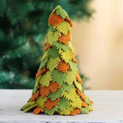 Alternate image for Hand Made Multicolored Wool Christmas Tree Decoration Holiday Beauty in Green