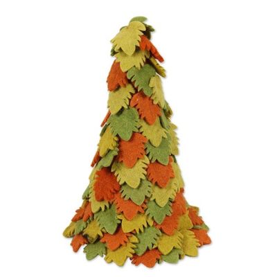 Alternate image for Hand Made Multicolored Wool Christmas Tree Decoration Holiday Beauty in Green