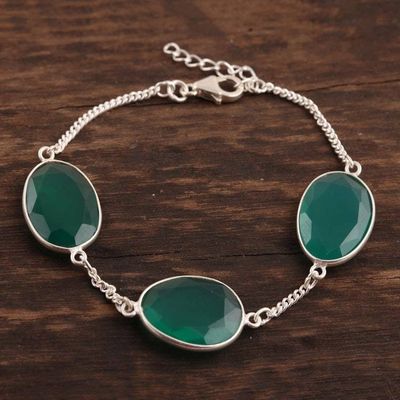 Alternate image for 42.5-Carat Green Onyx Station Bracelet from India Glistening Eggs