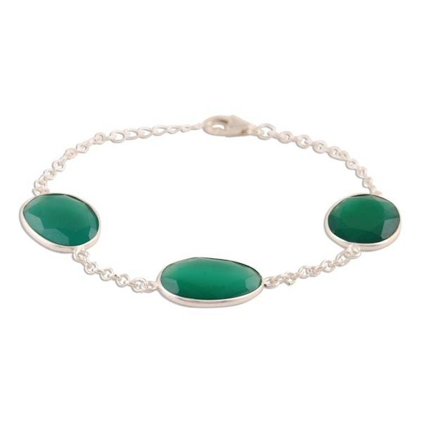 Alternate image for 42.5-Carat Green Onyx Station Bracelet from India Glistening Eggs
