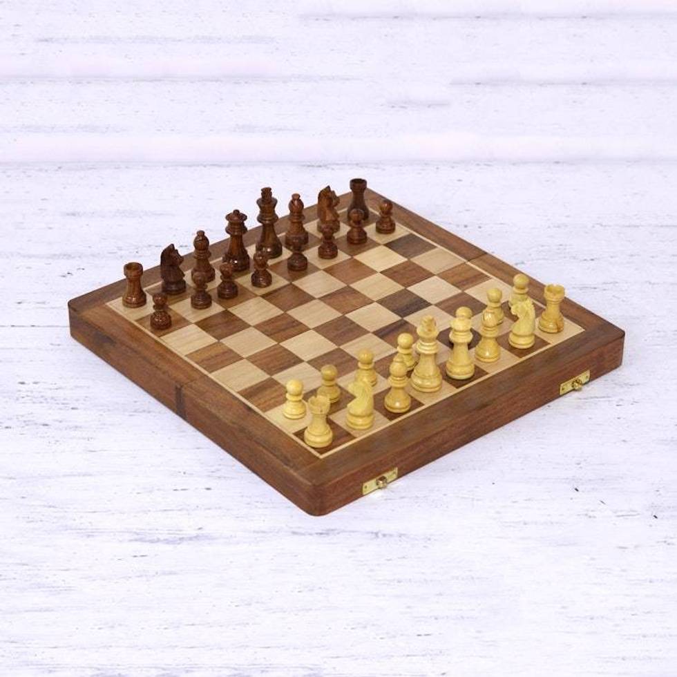 Acacia and Kadam Wood Chess Set with Playing Pieces 'Royal Delight'
