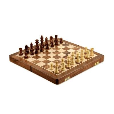 Alternate image for Acacia and Kadam Wood Chess Set with Playing Pieces Royal Delight