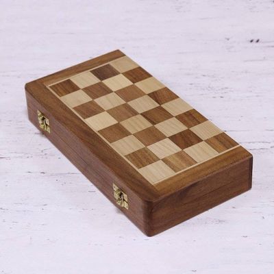 Alternate image for Acacia and Kadam Wood Chess Set with Playing Pieces Royal Delight