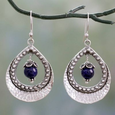 Alternate image for Lapis Lazuli in Indian 925 Sterling Silver Dangle Earrings Jaipur Dazzle