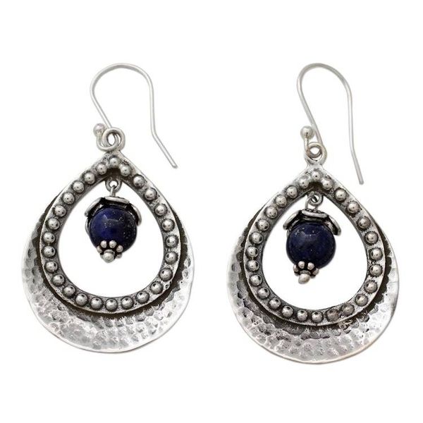 Alternate image for Lapis Lazuli in Indian 925 Sterling Silver Dangle Earrings Jaipur Dazzle