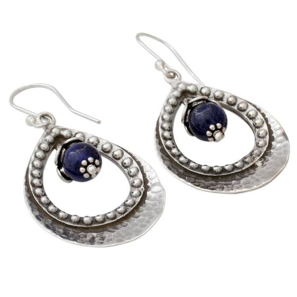 Alternate image for Lapis Lazuli in Indian 925 Sterling Silver Dangle Earrings Jaipur Dazzle