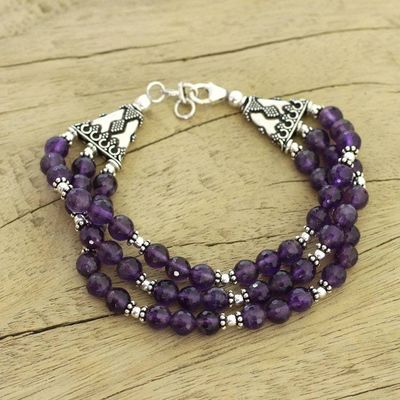 Alternate image for Amethyst beaded bracelet Wisdoms Fortune