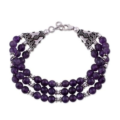 Alternate image for Amethyst beaded bracelet Wisdoms Fortune