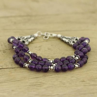 Alternate image for Amethyst beaded bracelet Wisdoms Fortune