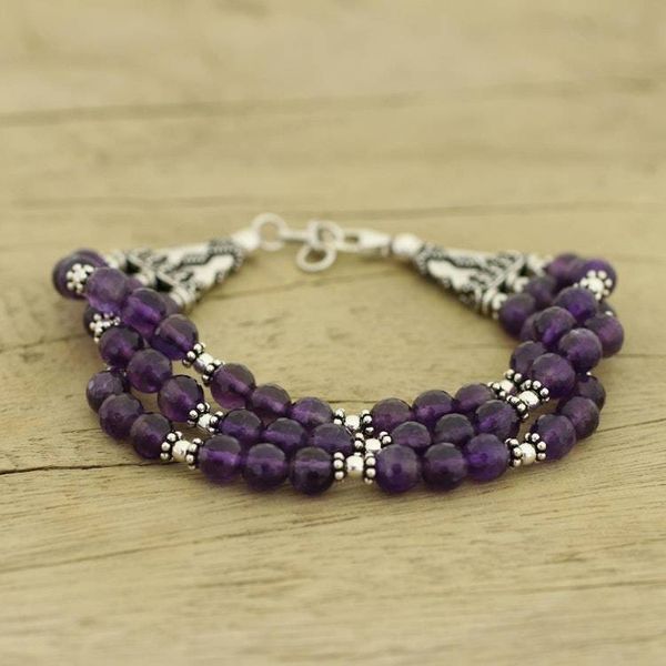 Alternate image for Amethyst beaded bracelet Wisdoms Fortune