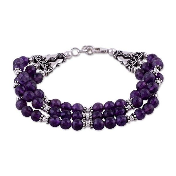Alternate image for Amethyst beaded bracelet Wisdoms Fortune