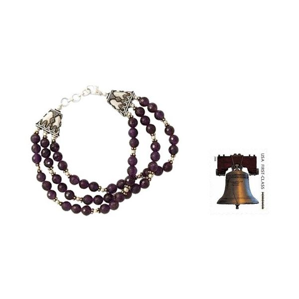 Alternate image for Amethyst beaded bracelet Wisdoms Fortune