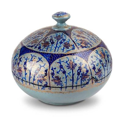 Alternate image for Handmade Sapphire Blue Wood and Papier Mache Decorative Box Sapphire Ode