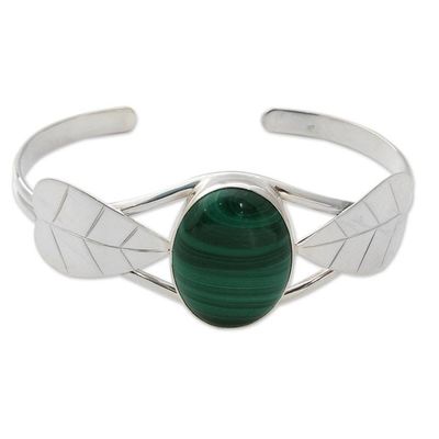 Alternate image for Artisan Crafted Sterling Silver Cuff Malachite Bracelet Ivy