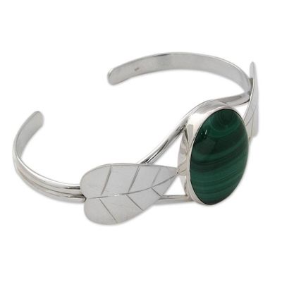 Alternate image for Artisan Crafted Sterling Silver Cuff Malachite Bracelet Ivy
