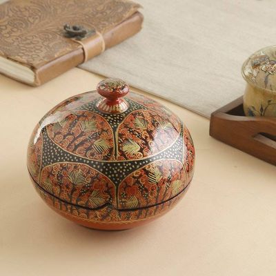 Alternate image for Artisan-Made Crimson and Black Papier Mache Decorative Box Crimson Majesty