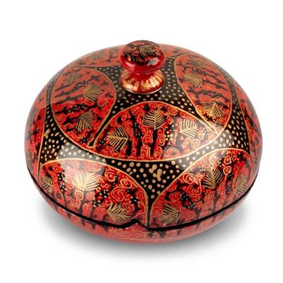Alternate image for Artisan-Made Crimson and Black Papier Mache Decorative Box Crimson Majesty