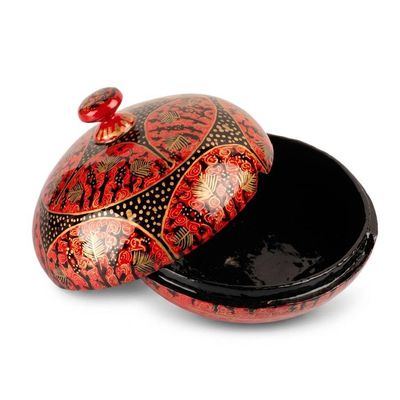 Alternate image for Artisan-Made Crimson and Black Papier Mache Decorative Box Crimson Majesty