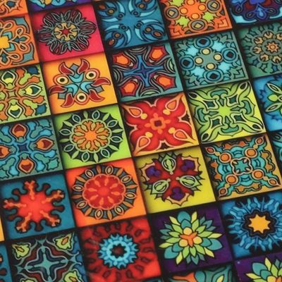 Alternate image for Mandala-Patterned Round Mango Wood Tray Coated in Resin Mosaic of Worlds