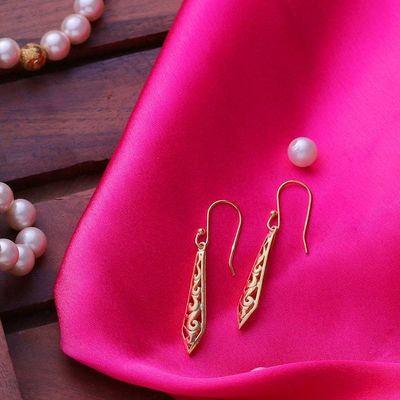 Alternate image for Gold Plated Sterling Silver Dangle Earrings from India Sword of Delhi