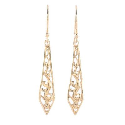Alternate image for Gold Plated Sterling Silver Dangle Earrings from India Sword of Delhi