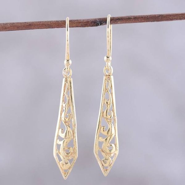 Alternate image for Gold Plated Sterling Silver Dangle Earrings from India Sword of Delhi