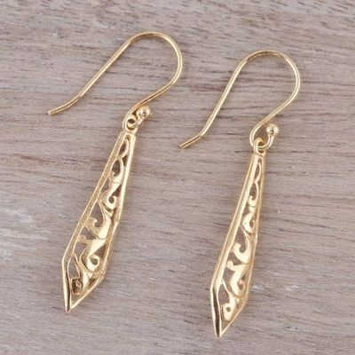 Alternate image for Gold Plated Sterling Silver Dangle Earrings from India Sword of Delhi