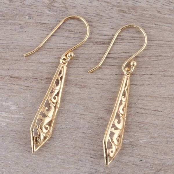 Alternate image for Gold Plated Sterling Silver Dangle Earrings from India Sword of Delhi