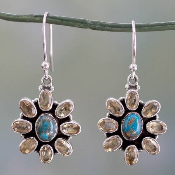 Alternate image for Fair Trade Indian Earrings with Citrine Sunny Sky
