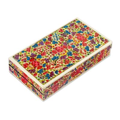 Alternate image for Colorful Botanical-Themed Wood Papier Mache Decorative Box Floral Kaleidoscope