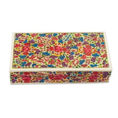 Alternate image for Colorful Botanical-Themed Wood Papier Mache Decorative Box Floral Kaleidoscope