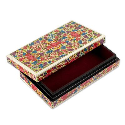 Alternate image for Colorful Botanical-Themed Wood Papier Mache Decorative Box Floral Kaleidoscope