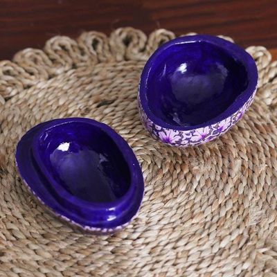 Alternate image for India Handmade Purple Leaf Papier Mache Box 4.5 inch Purple Chinar Foliage